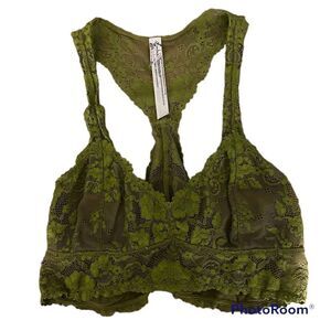 Free people lace racer back green bralette xs